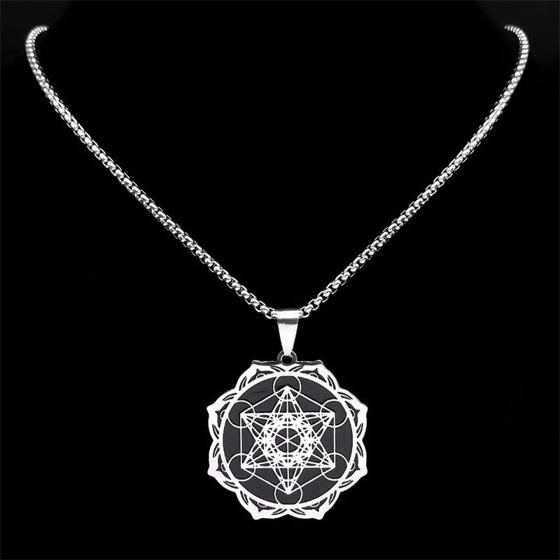 Vintage Hexagram Pendant Stainless Steel Mens Long Necklace Hip Hop Cool Accessory