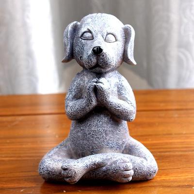Zenový pes Buddha Meditační socha - Jógový pes v modlitební pozici pro dekoraci zenové zahrady