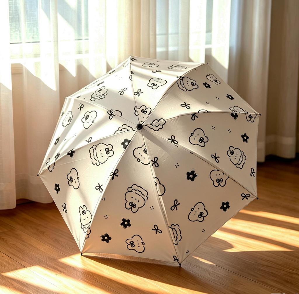 Custom Logo Sunshade Cartoon Folding Umbrella - Dual-Use, Anti-UV, Rain or Shine