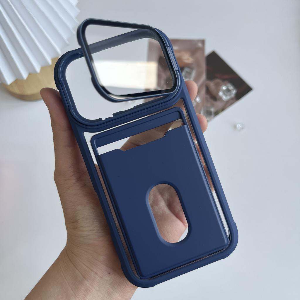 Luxury Card Holder Slot Wallet Photo Pocket Phone Case For iPhone 17 Air 16 15 14 Plus 13 12 11 Pro Max Glass Lens Bracket Cover