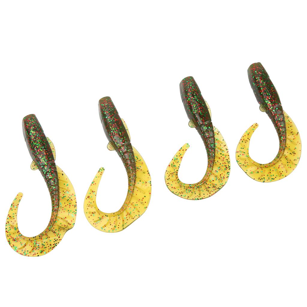 4 Pcs Fishing Lure Simulation Fishing Bait Lifelike PVC for Freshwater Bass Mandarin Fish Green