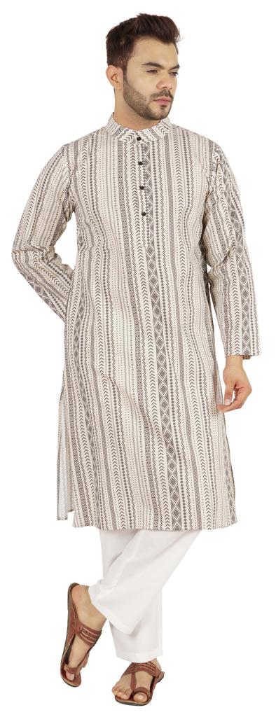 Atasi Designer Kurta For Men  s Printed Chinese Collar Summer Ethnic Party