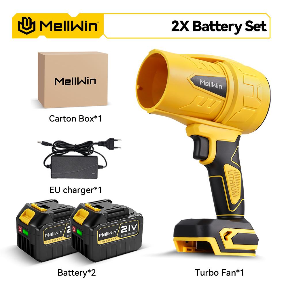 MELLWIN Brushless Electric Turbo Fan Blowers Jet Violent Handheld Leaf Blower Dust Blowing for Makita 18V Battery Pins