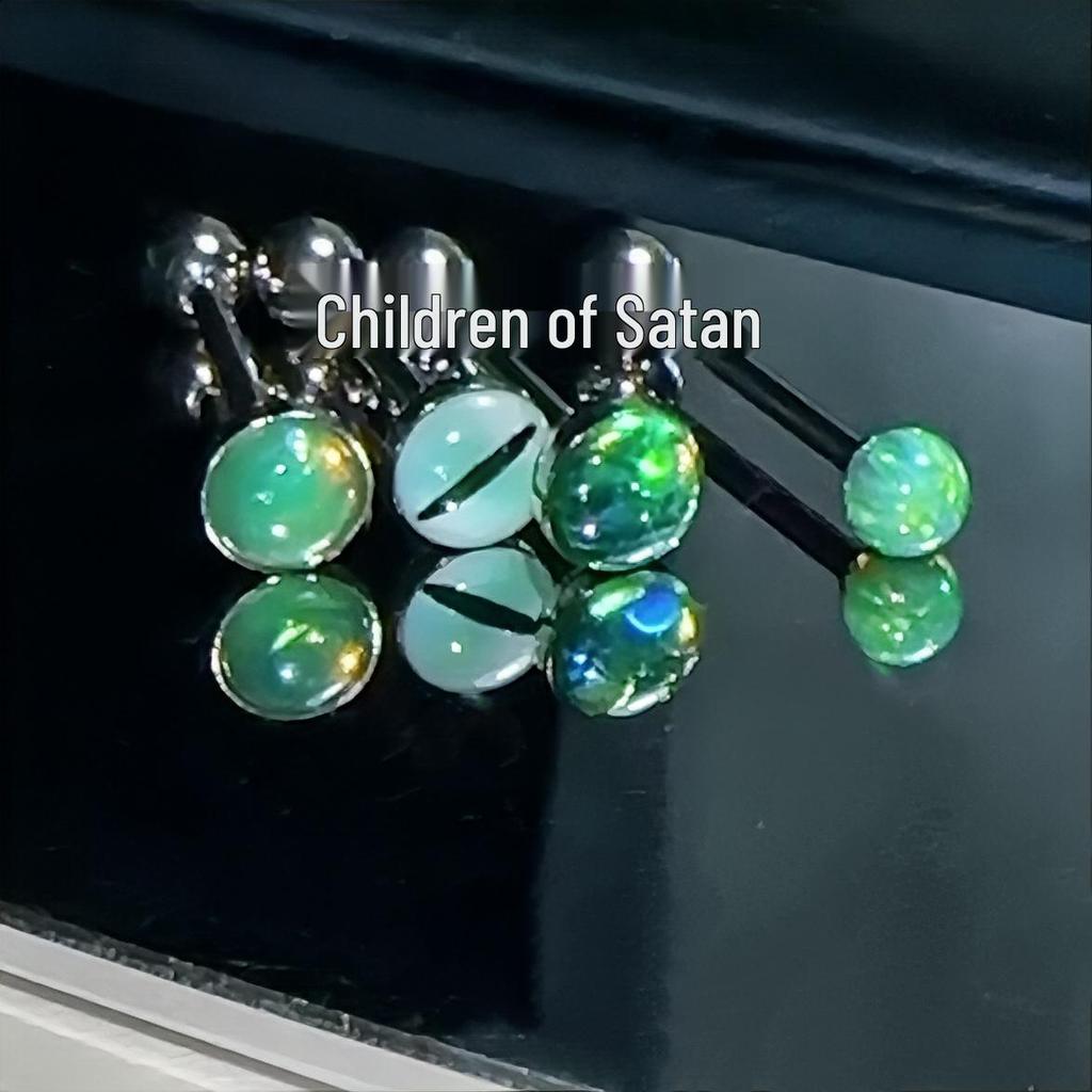 Satan's Child Brewing Green Hides Opal Shimmering Tongue Ring Series