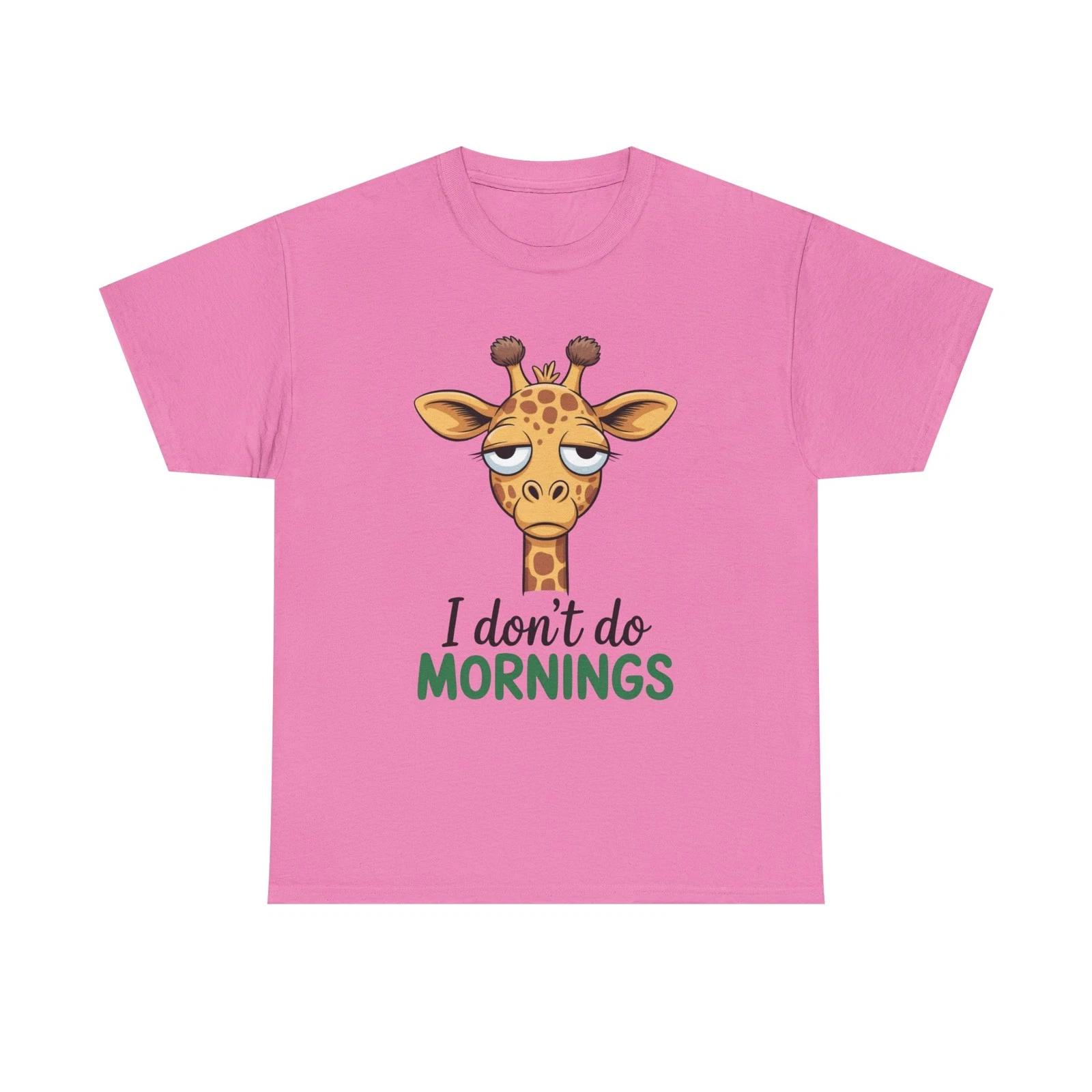 Sleepy Giraffe I don t do mornings Tee | Cute Animal Graphic Shirt S
