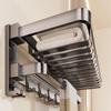 Gunmetal No-Drill Bathroom Towel Rack and Shelf Combo