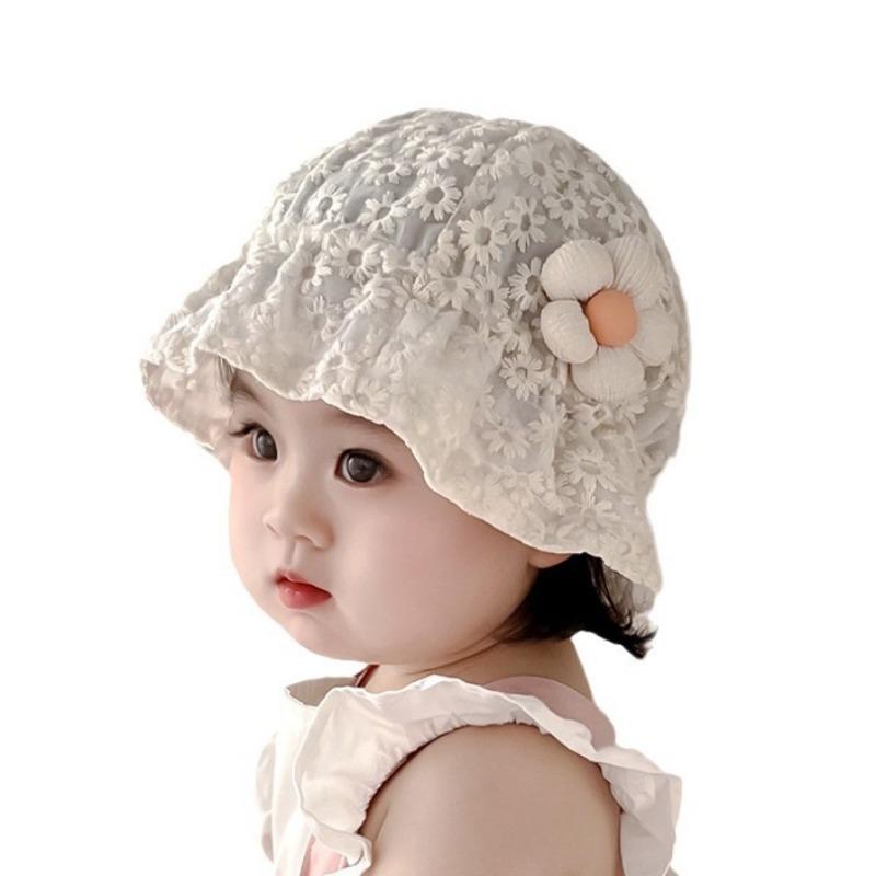 Amoi Baby Hat Princess Sweet Lace Flower Bucket Hat Baby Child Basin Hat Baby Girl Sunshade Sunscreen