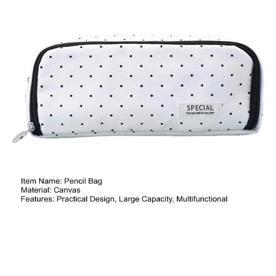 Large Pencil Case Canvas Makeup Bag with Zipper Multiple Compartments Pencil Pouch Lightweight Pencil Organizer
