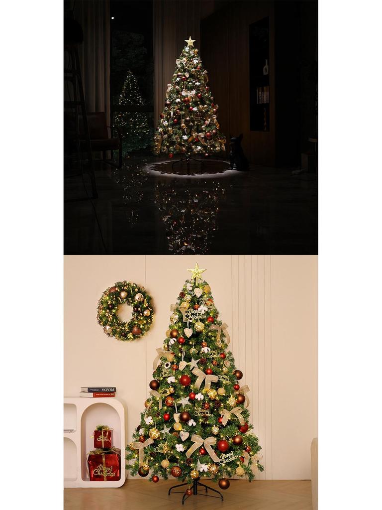 Large Encrypted Flickering Christmas Tree Ornament Set for Living Room Decor