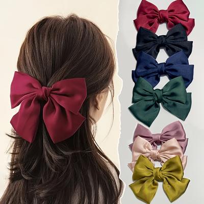 High Quality7pcs/6pcs Spring and Summer Sweet Temperament Fabric Bow Hair Clip Ins Princess Style Bang Clip Edge Clip Women's Hair Accessories