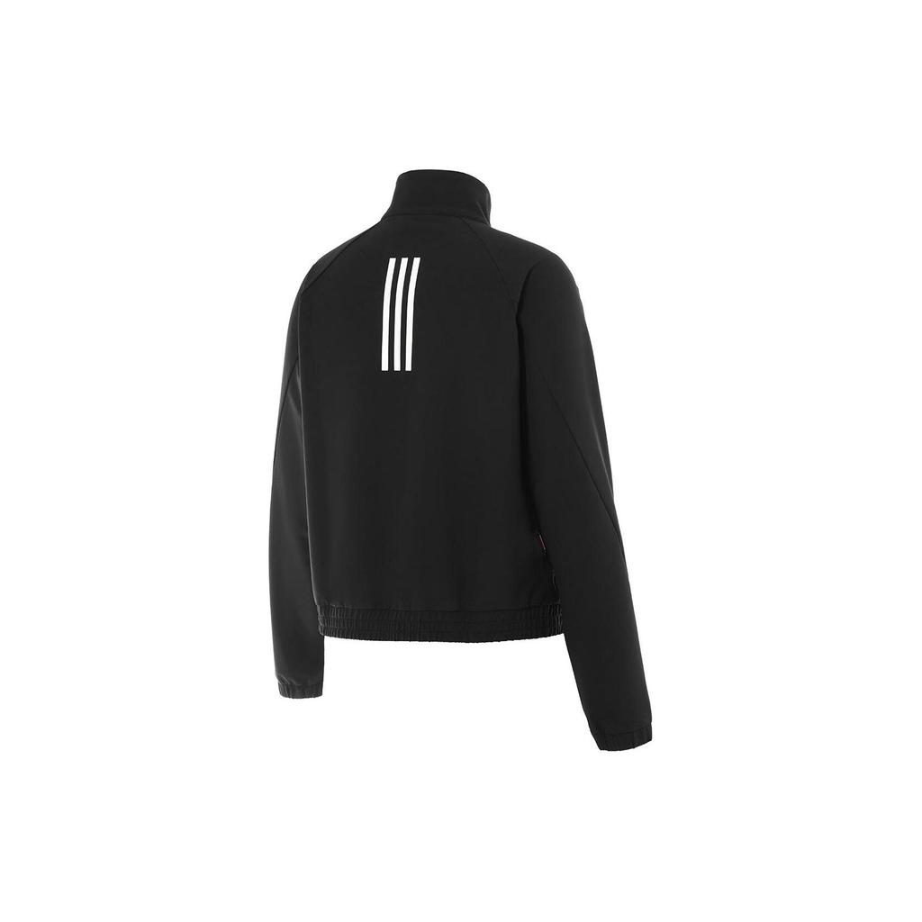 Adidas Solid Color Stand Collar Zipper Casual Long Sleeve Jacket Women jackets Black JE3579