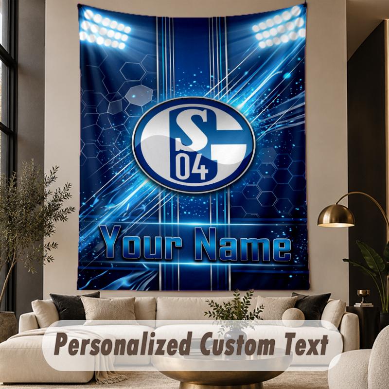 Custom Text Tapestry Schalke 04 FC Print Wall Tapestry Indoor Living Room Wall Decor