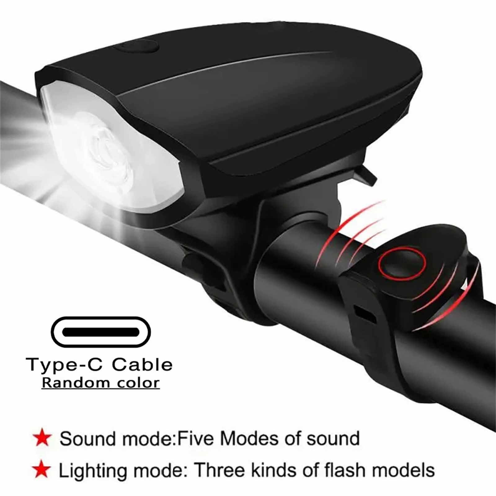 

Multi-Functional Bike Horn & Headlight – LED Running Light for Mountain, Road Bikes, Cycling Safety Equipment One Size