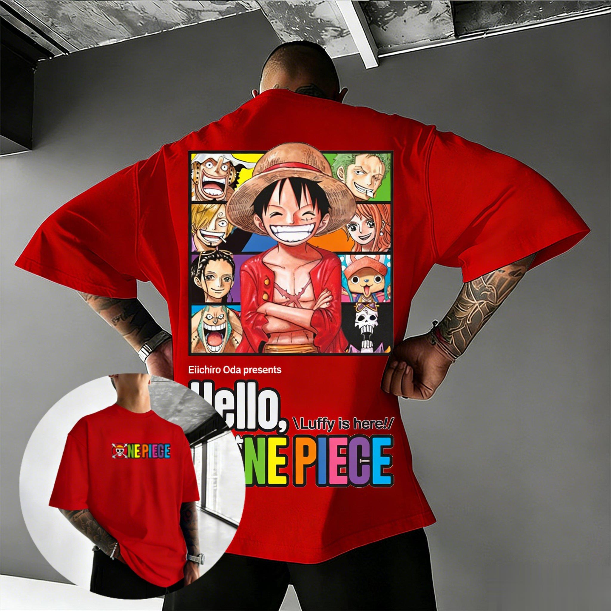 

One Piece Anime T Shirt Luffy Graphic Print Cotton Short Sleeve Tee Hello Luffy Men Women Streetwear Casual Tops Summer 2026 Y2k S