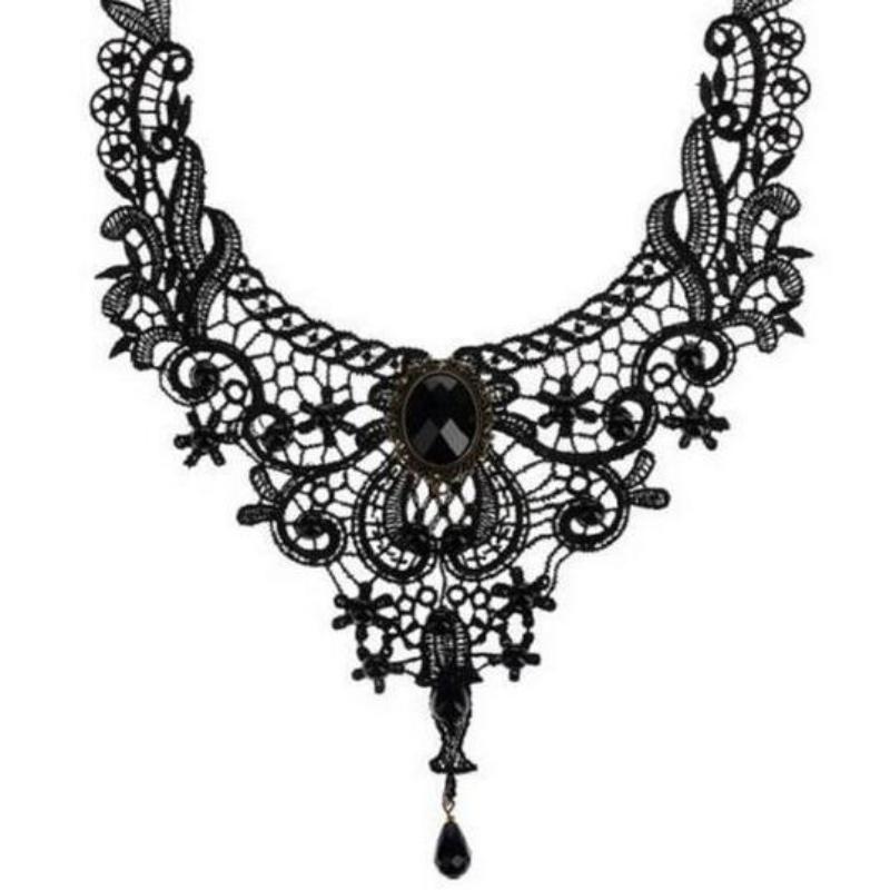 Nueva y elegante pulsera de encaje estilo gótico con rosa roja y anillo ajustable.