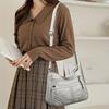 Weiche graue gewebte Leder-Hobo-Tasche mit mehreren Reißverschlusstaschen und verstellbarem breitem Riemen Vielseitige Schulter-Crossbody-Tasche für Damen