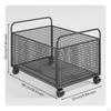 Carrello portaoggetti in filo metallico rettangolare, resistente, con ruote, griglia aperta per aula, scrivania, bianco, L