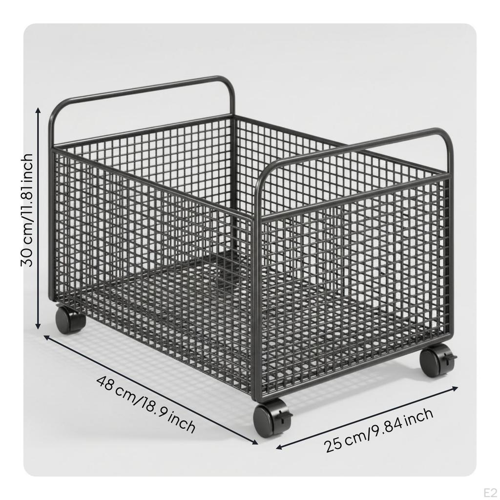 Carrello portaoggetti in filo metallico rettangolare, resistente, con ruote, griglia aperta per aula, scrivania, bianco, L
