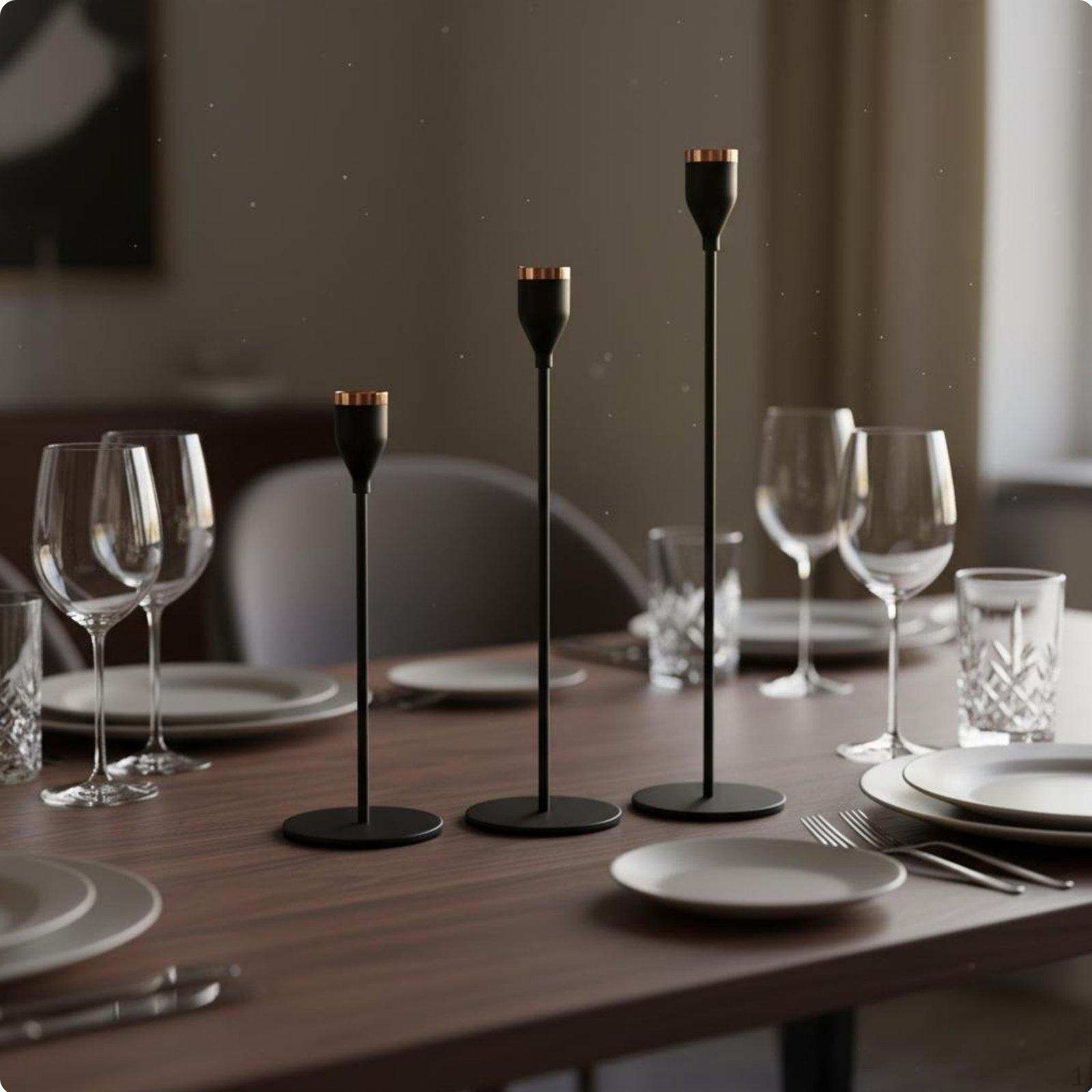 3 Pieces Taper Candle Holder Set European Modern Metal Candlestick Wrought Iron for