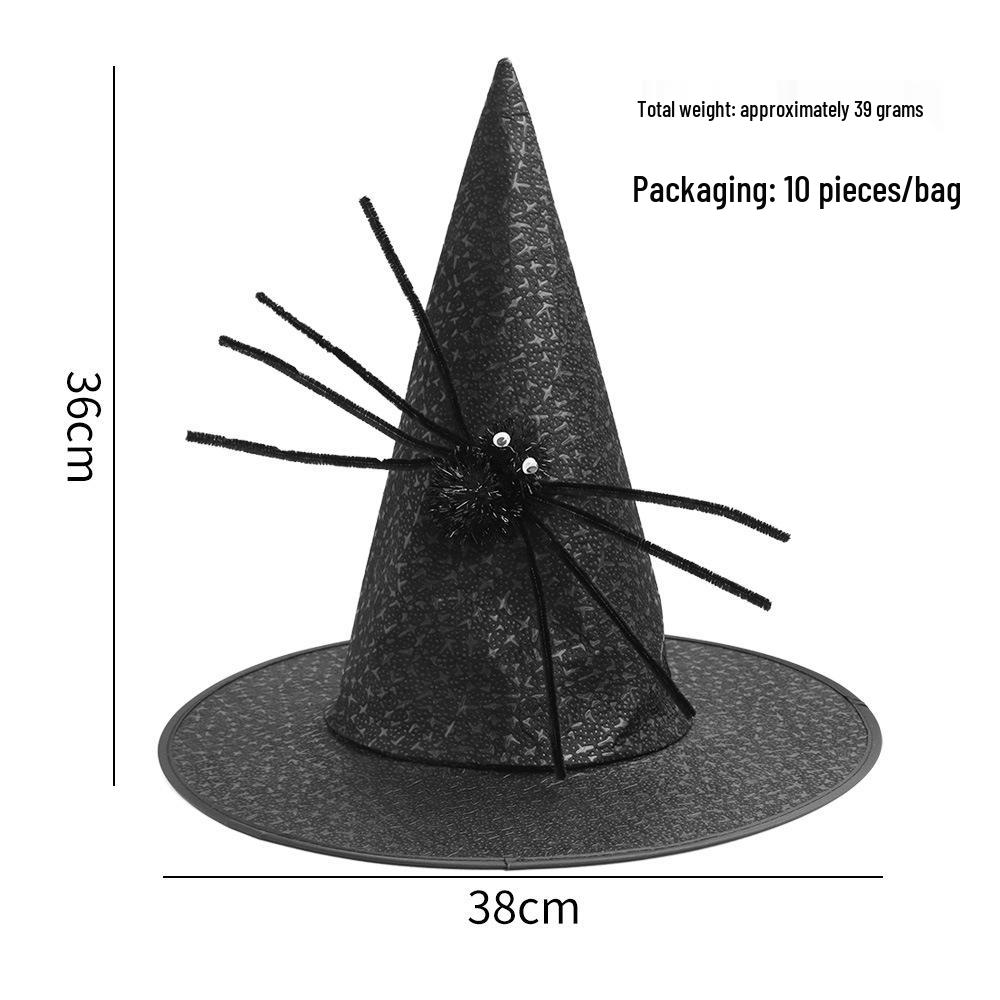 Black Spider Halloween Witch & Wizard Hat Costume Prop for Kids and Adults