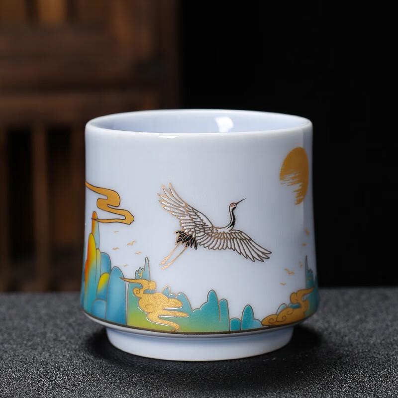 Shangqi Auspicious Cranes Ceramic Gongfu Master Tea Cup