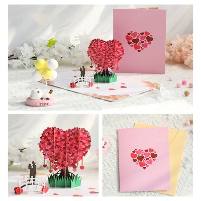 Cartão Criativo de Papel 3D Pop-Up Design 3D Estilo Romântico Cartão Postal de Amor Cartão de Cumprimentos Presente