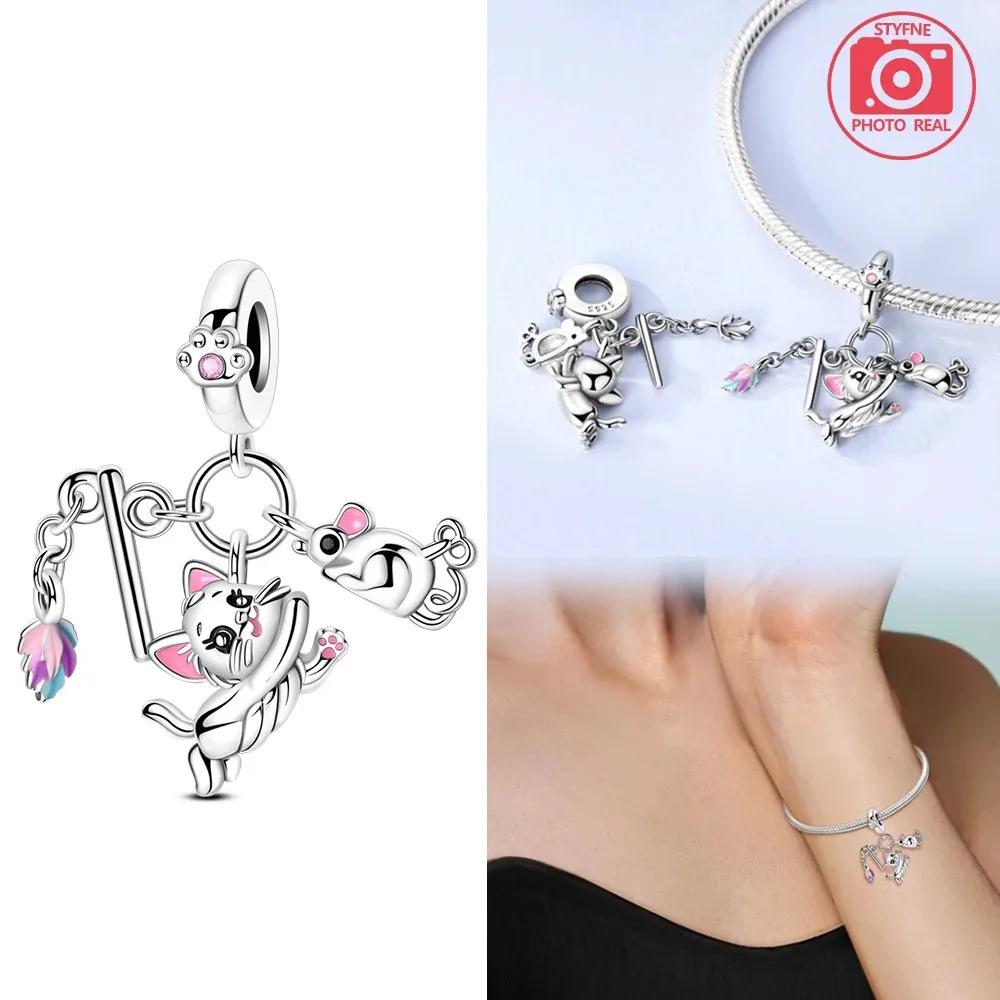Luminous Paw Print Bone Charm Copper Colors Charm Beads Fit Original Charms Bracelet Beads For Women Jewelry Making Gifts