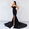 2023 European & American Style Women's Solid Color Fishtail Bandeau Evening Dress