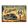 Tin Sign Welcome To California Route  Vintage Metal Poster  Garage Bar Wall Decor Retro Americana Gas Station Plaque for Home