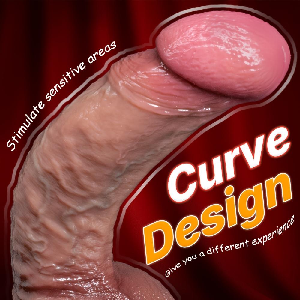 Liquid Silicone Thick Realistic Dildo, Soft Large Penis Toy with Strong Suction Cup, Comfortable Design for Couples, Free Privacy Bag