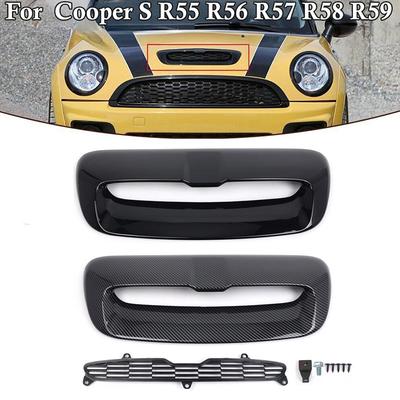 Glänzend schwarze Lufteinlassöffnung für die Motorhaube des Autos mit Montagezubehör für Mini Cooper S R55 R56 R57 R58 R59 2007-2014