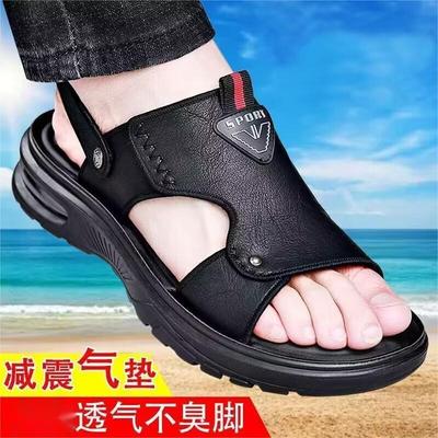 Zomer nieuwe sandalen heren echt casual strandschoenen luchtkussen verhoogd dikke zool buitenkleding antislip heren coole slippers trend