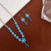 Super Flash Zircon Flower Water Drop Long Earrings Temperament Light Luxury Sweet Set Earrings