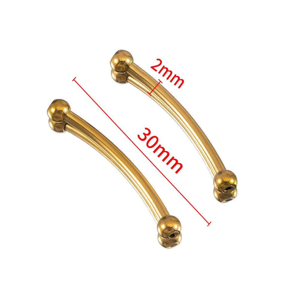 5pcs Stainless Steel 30 35 40mm Perforated Bend Tube Beads DIY Jewelry Connector Beads Craft Bracelet Necklace Finding Wholesale