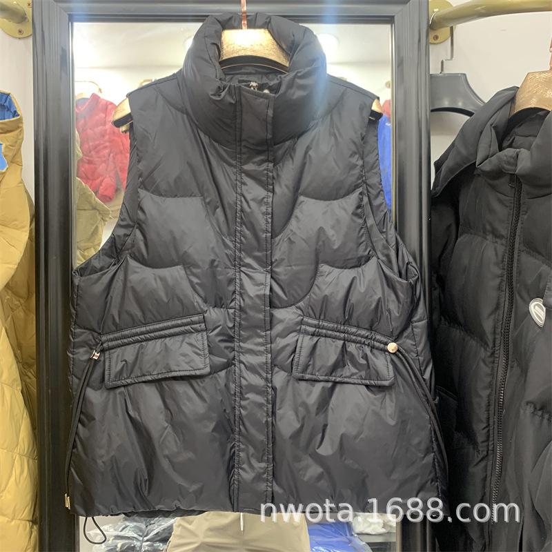 New small white duck down down vest women's foreign style fashion stand-up collar vest jacket