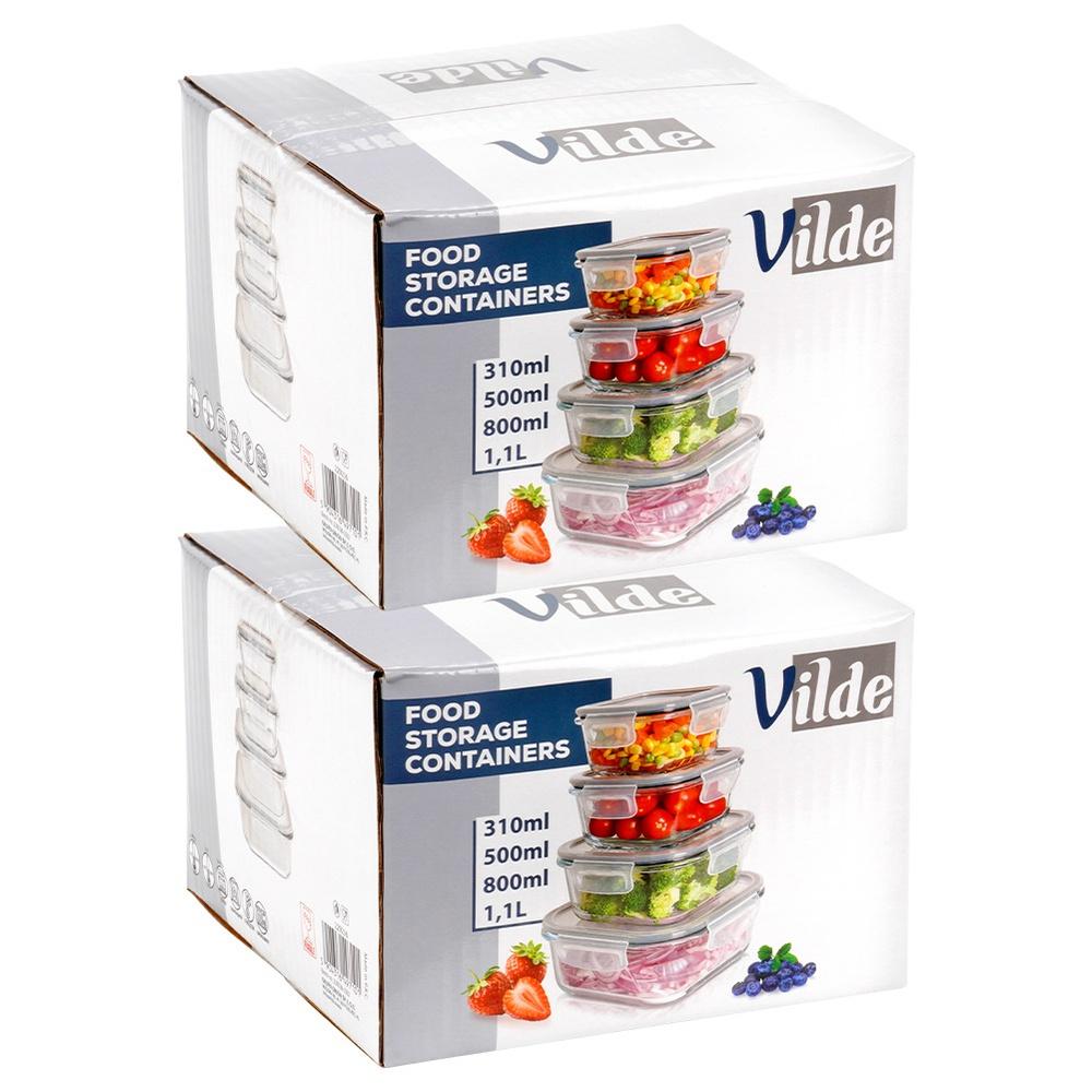 Glass Food Containers With Lid And Seal, Square, 8 Pcs.