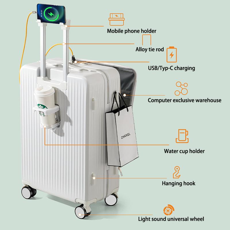 Front Opening Suitcase For Men And Women  Multi-Functional Code Suitcase Trolley Case