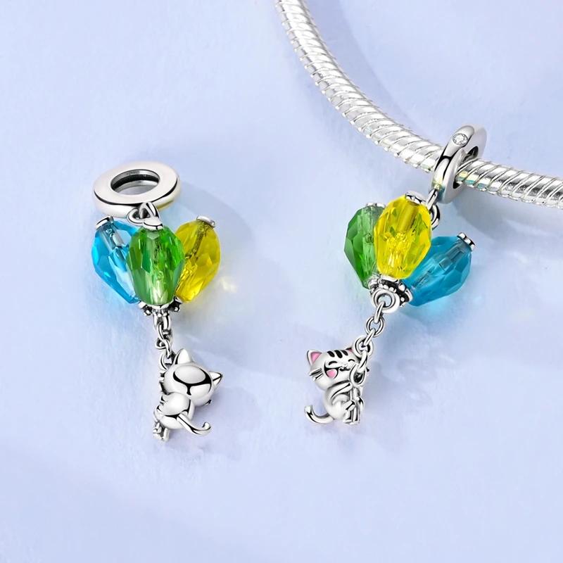Copper Pet Series Cute Animals Charms Blue Penguin Hug Heart Love Bead Fit Original Bracelet For Women Jewlery Gift