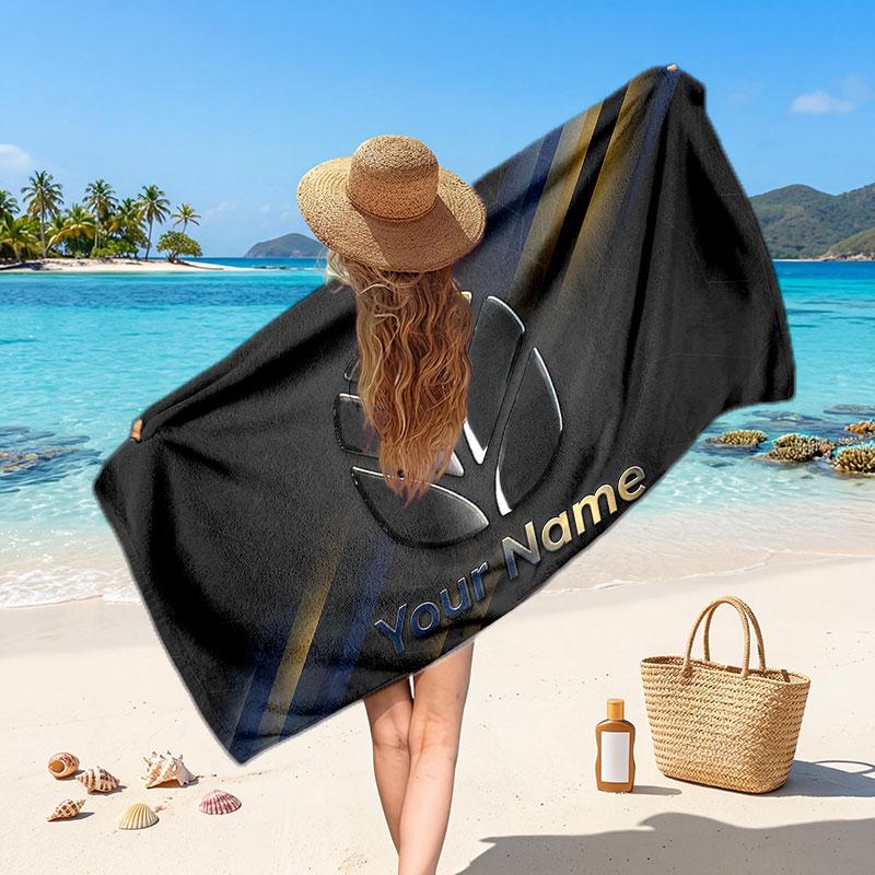 New Holland Customized Name Text Beach Towel, Soft Absorbent Towel Beach Pool Travel Personal Gift