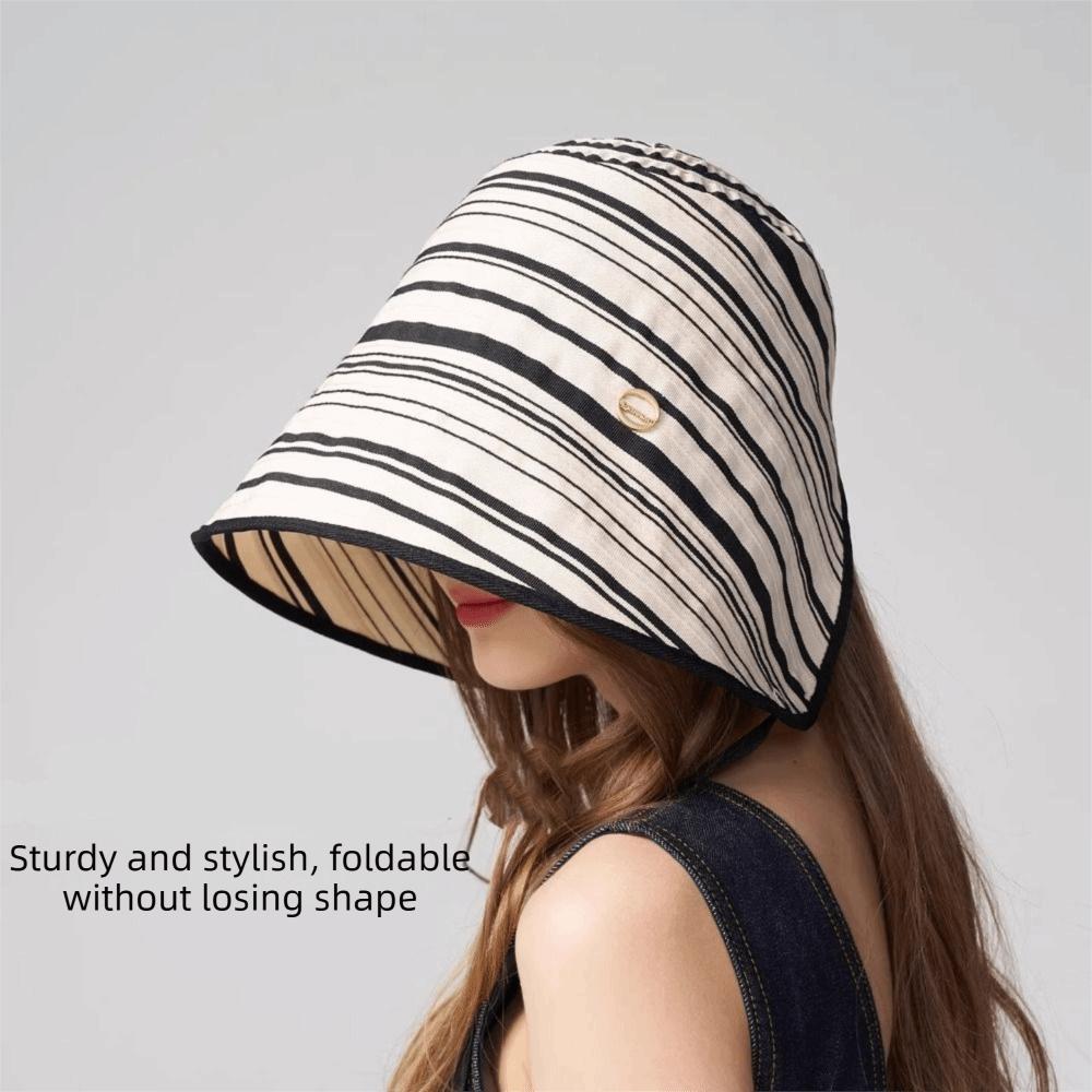 Solid Color Summer Sun Hat Wide Brim Bucket Hat Casual Sunscreen Visor Cap  Beach
