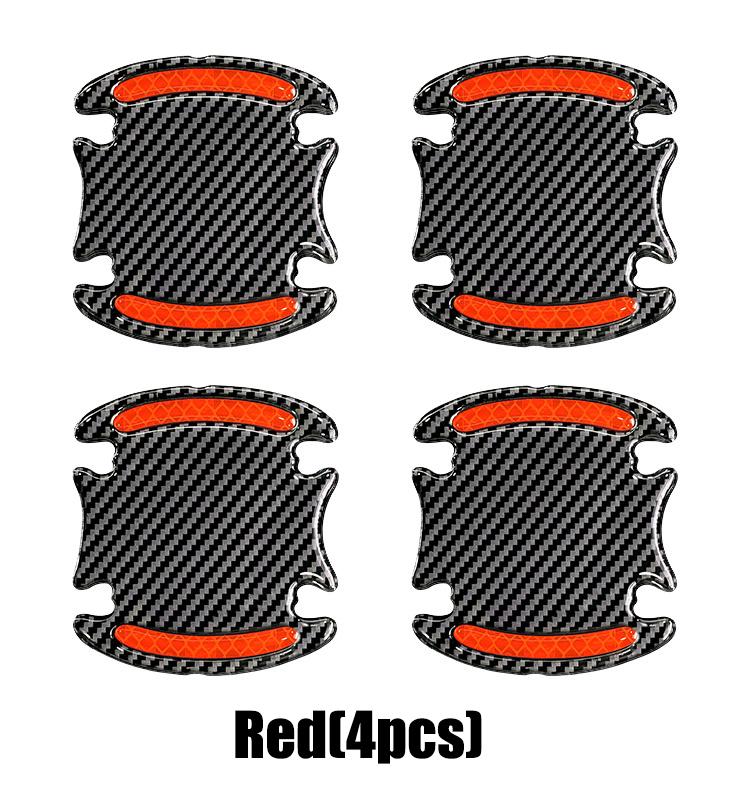 

Car Door Handle Bowl Protective Car Reflective Sticker Warning Strips Stickers 3D Carbon Fiber Decals Car Exterior Accessories