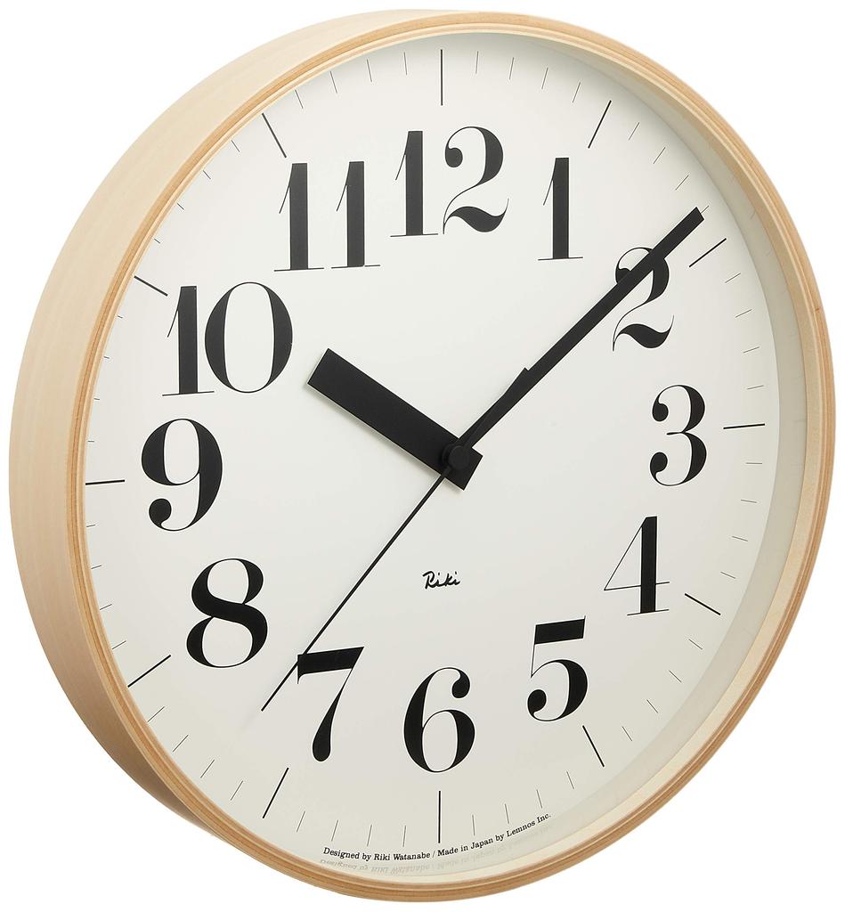 Lemnos Wall Clock Analog Radio Clock Natural Colored Wood RIKI CLOCK RC Lemnos Beige WR08-27 Diameter 30.5cm