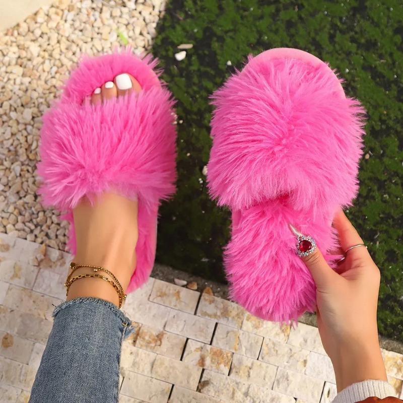 

Домашние тапочки, удобные и теплые мягкие плюшевые туфли с открытым носком, однотонные домашние тапочки 36-37 розовый