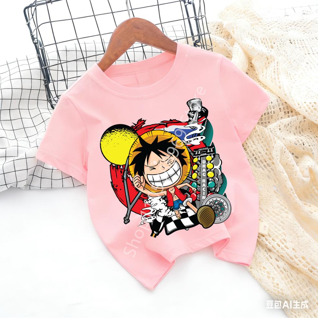 Cartoon Anime One Pieces Tshirt Kids Clothes Boys Absorb Sweat Breathable TShirt Children Girls Tees Summer Teen Clothes
