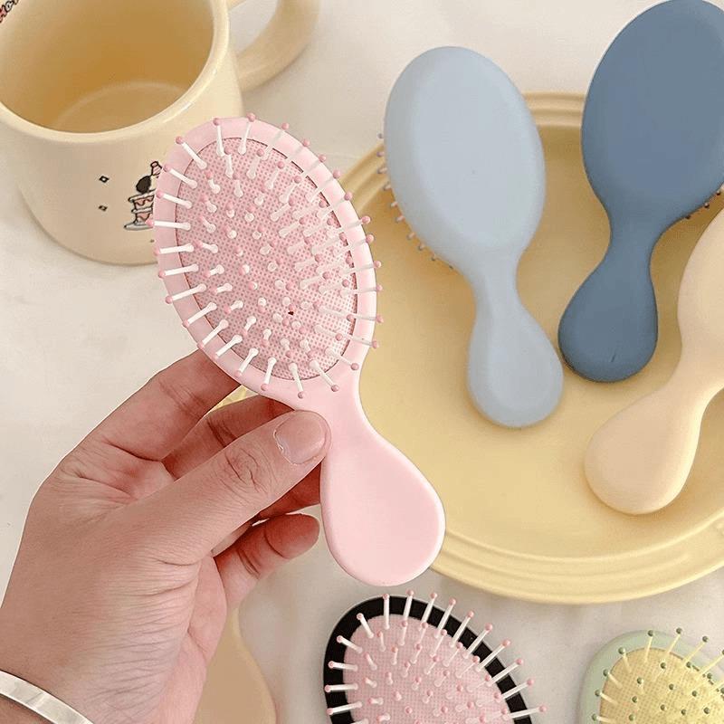 Portable Macaron Air Cushion Massage Comb for Students - Compact Beauty Hair Tool
