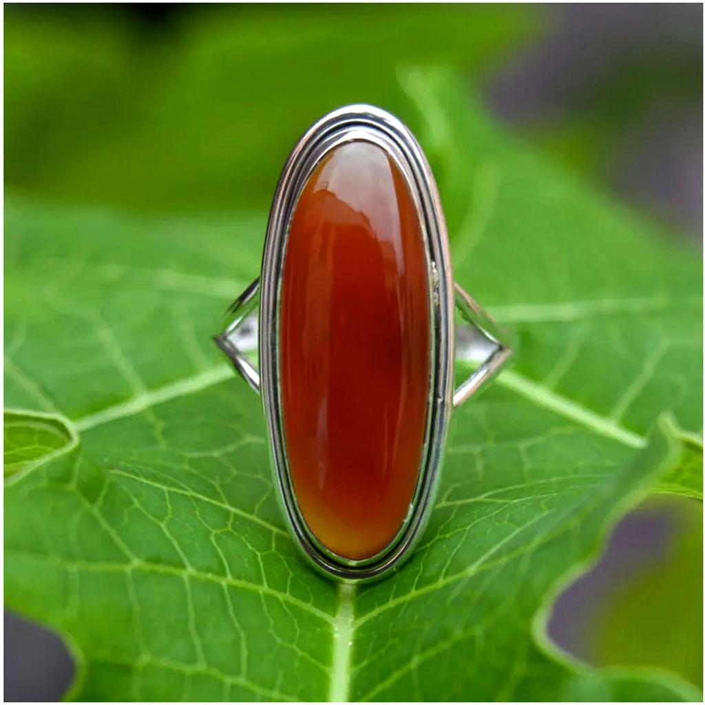 Carnelian 925 Sterling Silver Ring – Handmade Gemstone Jewelry
