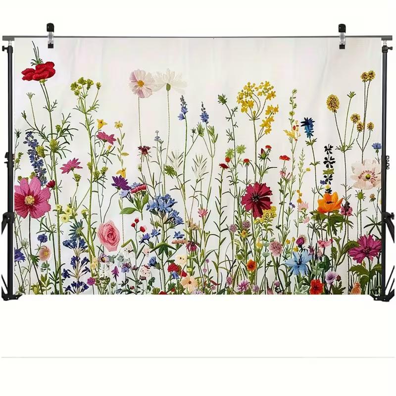 Pastel Floral Wildflower Backdrop 235x180cm Botanical Watercolor Tapestry for Wedding, Birthday and Baby Shower