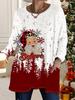 2025 Autumn Winter New Plus Size Women's Tops, Christmas 3D Print Fashion Crew Neck Long Sleeve T-Shirts