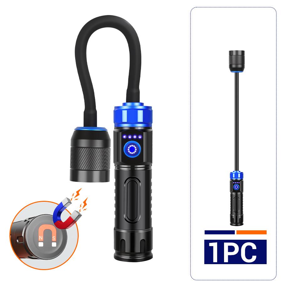Super Bright LED Flashlight USB Rechargeable Telescopic Zoom Spotlight Tail Magnetic Waterproof Work Light External Battery
