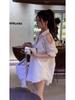 Pure Cotton Internet Celebrity Off-Shoulder Boyfriend Shirt - Women's Summer Loose Fit Street Style Sunscreen Top